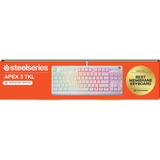 SteelSeries Apex 3 TKL, clavier gaming Blanc, Layout États-Unis, SteelSeries Whisper-Quiet, US layout, SteelSeries Whisper-Quiet, RGB LED, TKL