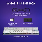 Logitech G515 LIGHTSPEED TKL RGB clavier gaming mécanique Blanc, Layout US-International (QWERTY), GL Tactile, 80% (TKL), Double-shot PBT, Bluetooth, 2.4GHz, USB 2.0