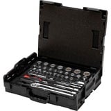 Wiha Jeu de clés à douille et d'embouts 1/4" et 1/2", Clés mixtes à cliquet 60 pcs incl. L-Boxx