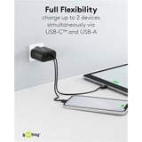 goobay 65W GaN USB-C PD Dual Fast Charger Noir, 1x USB-C, 1x USB-A