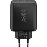goobay 65W GaN USB-C PD Dual Fast Charger, Chargeur Noir