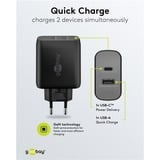 goobay 65W GaN USB-C PD Dual Fast Charger, Chargeur Noir