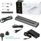 i-tec Concentrateur de charge USB 3.0 16 ports + adaptateur d'alimentation, Hub USB Noir