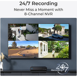 Reolink NVS8-12MD4, 12 MP PoE intelligent, Caméra de surveillance 4 pièces, 12 MP, PoE, 2 To