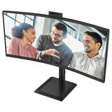 AOC CU34E4CW 34" Moniteur UltraWide incurvé  Noir, HDMI, DisplayPort, Audio, LAN, USB-C, Webcam