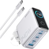 Anker 140W Zolo chargeur mural avec affichage LED Argent, 3x USB-C, 1x USB-A