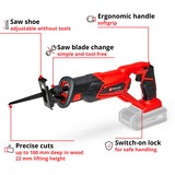 Einhell TE-AP 18 Li Noir, Rouge, Scie sabre Rouge/Noir, Noir, Rouge, 2,2 cm, 10 cm, 6 mm, Batterie, 80 mm