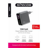 Sitecom 70W GaN Power Delivery chargeur mural avec affichage LED Noir