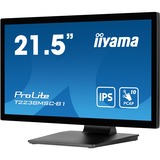 iiyama ProLite T2238MSC-B1 21.5" Moniteur tactile Noir (Mat), 1x DisplayPort, 1x HDMI, 2x USB-A