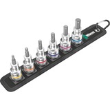 Wera Courroie C 2 Jeu de douilles Zyklop, 1/2", Clés mixtes à cliquet Noir, 6 pièces, avec fonction de maintien