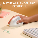 Logitech Lift pour Mac souris ergonomique vertical - Droitier Blanc, 400 - 4000 dpi, Bluetooth Low Energy