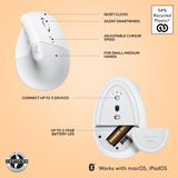 Logitech Lift pour Mac souris ergonomique vertical - Droitier Blanc, 400 - 4000 dpi, Bluetooth Low Energy
