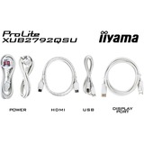 iiyama ProLite XUB2792QSU-W6 27" Moniteur  Blanc, HDMI, DisplayPort, USB, Audio