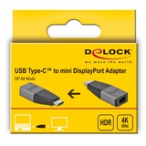 DeLOCK USB-C 3.1 Gen 1 (mâle) > Mini DisplayPort 4K 60 Hz, Adaptateur Gris/Noir