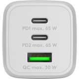 goobay 65W GaN USB-C PD Multiport Quick Charger Nano Blanc, 2x USB-C, 1x USB-A