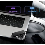ICY BOX Hub à 4 ports avec USB-C 3.2 Gen 2, Hub USB Noir, IB-HUB1436-CPD, 2x USB-a, 2x USB-C