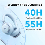 Anker Space One casque over-ear Bleu clair, Bluetooth 5.3, Adaptive ANC, 40 mm