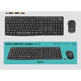 Logitech Logi MK295 Silent WL Combo gy BE, set de bureau Gris foncé, Layout BE