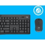 Logitech MK295 Silent Wireless set de bureau Gris foncé, Layout BE (AZERTY), 100%