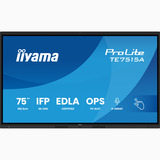 iiyama ProLite TE7515A-B1AG, Affichage public Noir, Touch, HDMI, DisplayPort, USB-C, Audio, LAN, WiFi, iiWare 21E (Android 14 OS) avec Google EDLA