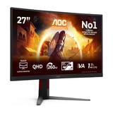 AOC 27" Moniteur gaming incurvé Noir/rouge, 1x DisplayPort, 2x HDMI, 260 Hz / 400 Hz