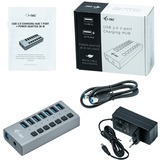 i-tec Hub de recharge USB 3.0 7 ports + adaptateur secteur, Hub USB Intérieure, Secteur, 1 m, Gris