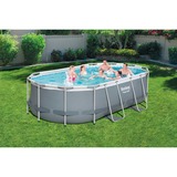 Bestway Piscine power steel set ovale grise 427 Gris, Pompe de filtration (220-240V) + échelle incluse