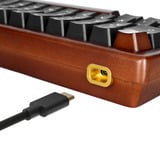 Sharkoon SKILLER SGK50 S4 Gen2 Wood PBT, clavier gaming Bois/Noir, Layout BE, Gateron G Pro 3.0 Yellow, BE Layout, Gateron G Pro 3.0 Yellow, RGB leds, Hot-swappable, 60%