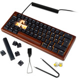Sharkoon SKILLER SGK50 S4 Gen2 Wood PBT, clavier gaming Bois/Noir, Layout BE, Gateron G Pro 3.0 Yellow, BE Layout, Gateron G Pro 3.0 Yellow, RGB leds, Hot-swappable, 60%