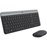 Logitech MK470 Slim Wireless set de bureau Noir, Layout US-International (QWERTY), Mécanique des ciseaux, 100%, 1000 dpi