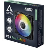 ARCTIC P14 Pro A-RGB ventilateur de boîtier Noir, 140 x 140 x 27 mm, PWM, Ventilateur, 14 cm, 400 tr/min, 2500 tr/min, 186 m³/h, Noir