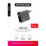 Sitecom 140W GaN Power Delivery chargeur mural avec affichage LED Noir