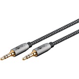 goobay Câble de connexion stéréo auxiliaire 3,5 mm Plus Audio Noir/Argent, 2 mètres