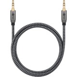 goobay Câble de connexion stéréo auxiliaire 3,5 mm Plus Audio Noir/Argent, 2 mètres