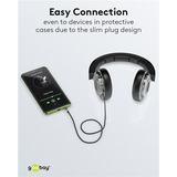 goobay Câble de connexion stéréo auxiliaire 3,5 mm Plus Audio Noir/Argent, 2 mètres