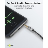 goobay Câble de connexion stéréo auxiliaire 3,5 mm Plus Audio Noir/Argent, 2 mètres