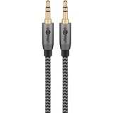 goobay Câble de connexion stéréo auxiliaire 3,5 mm Plus Audio Noir/Argent, 2 mètres