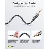 goobay Câble de connexion stéréo auxiliaire 3,5 mm Plus Audio Noir/Argent, 2 mètres