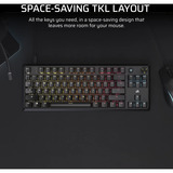 Corsair RGB clavier gaming mécanique Noir, Layout BE (AZERTY), Corsair MLX Red v2, 80% (TKL)