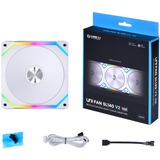 Lian Li UNI FAN SL140V2 Single Pack, Ventilateur de boîtier Blanc, LED RGB, connecteur de ventilateur PWM à 4 broches