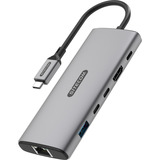 Sitecom Adaptateur multiport USB-C Power Delivery 6 en 1, Station d'accueil Gris