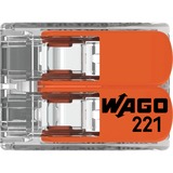 Wago Borne de raccordement Serie 221 COMPACT - 2x4 mm², Pince Transparent/Orange, 100 pièces