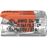 Wago Borne de raccordement Serie 221 COMPACT - 2x4 mm², Pince Transparent/Orange, 100 pièces