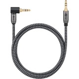 goobay Câble de connexion stéréo auxiliaire Plus Audio 3,5 mm 90° Noir/Argent, 5 mètres