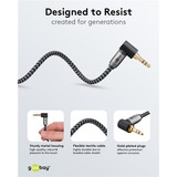 goobay Câble de connexion stéréo auxiliaire Plus Audio 3,5 mm 90° Noir/Argent, 5 mètres