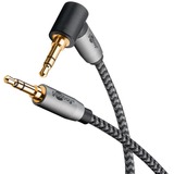 goobay Câble de connexion stéréo auxiliaire Plus Audio 3,5 mm 90° Noir/Argent, 5 mètres