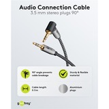 goobay Câble de connexion stéréo auxiliaire Plus Audio 3,5 mm 90° Noir/Argent, 5 mètres