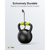 goobay Câble de connexion stéréo auxiliaire Plus Audio 3,5 mm 90° Noir/Argent, 5 mètres