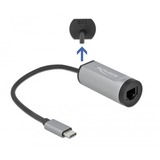 DeLOCK USB-C > Gigabit LAN avec connection Power Delivery, Adaptateur Gris, 0,155 mètres