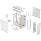 Fractal Design Summit Chalk White TG Clear Tint boîtier midi tower Blanc/bois | 2x USB-A | 1x USB-C | Window